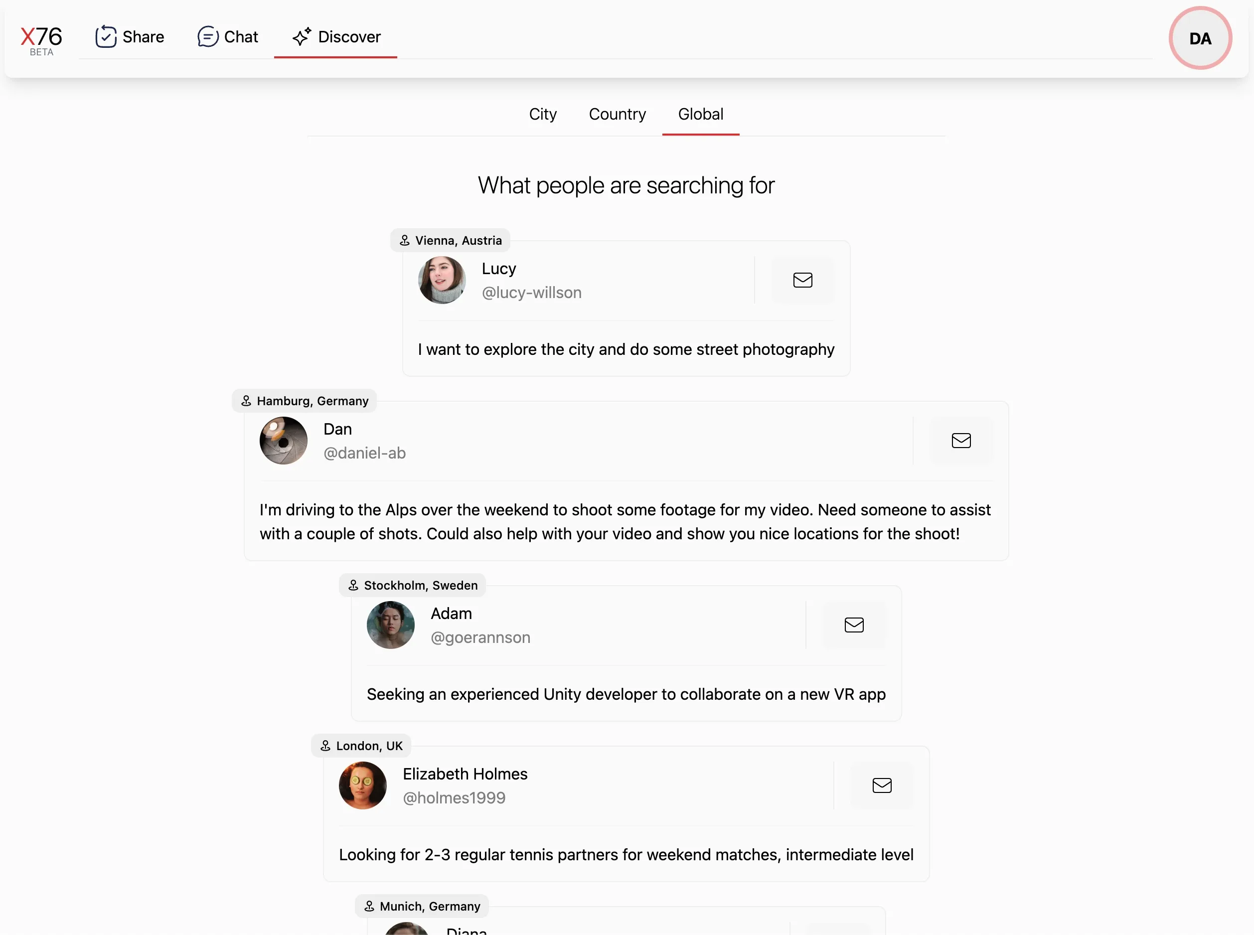 Example of the discovery section