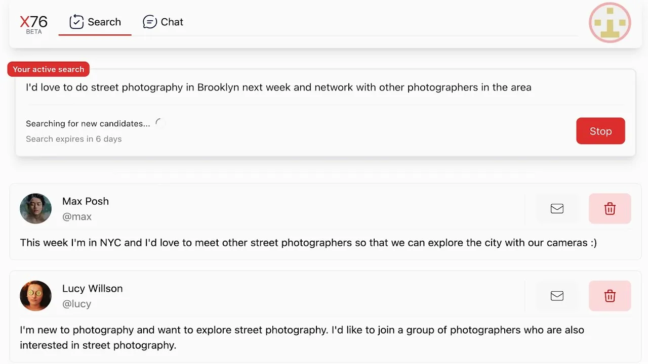 X76 app — discover what others are looking for